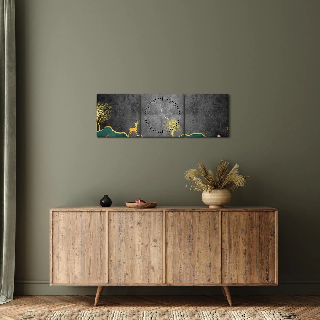 Obraz - Górska sceneria (z zegarem) (90x30 cm)