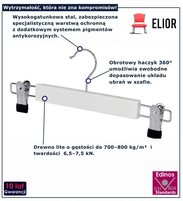 Biały wieszak z klipsem  na spódnice Z1-K67