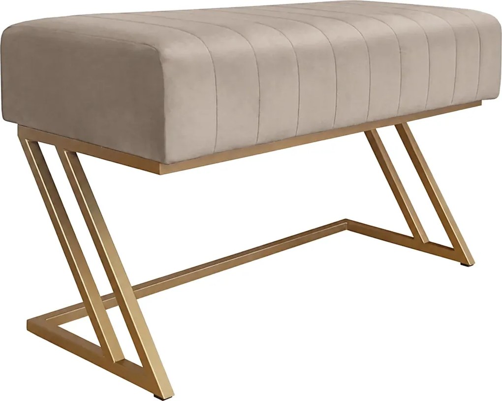 Ławka ZETA tkanina Welur loft ławka metal : Kolor Stelaża - Złoty, Kolor tkaniny - VELVET - MG09, Typ tkaniny - Velvet