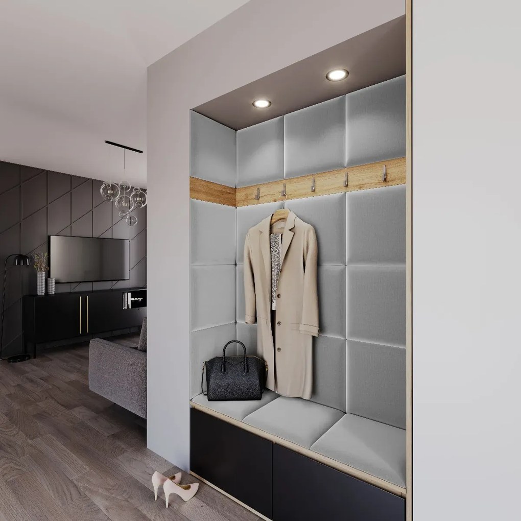 Zestaw 19 paneli tapicerowanych QUADRATTA 120x160 jasnoszary ELTAP