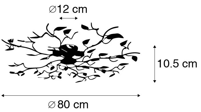 W stylu vintage lampa sufitowa czarna ze złotem 80 cm 4-światła - Foglie