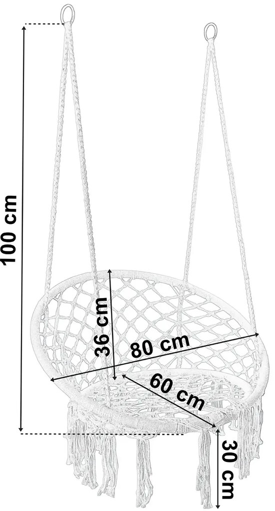 Kremowa huśtawka bocianie gniazdo z frędzlami - Stelli 5X