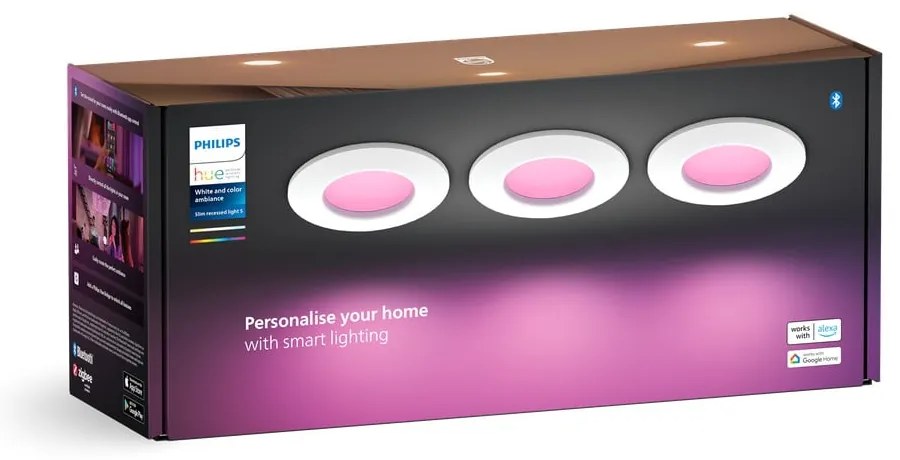 Inteligentne lampy sufitowe KED wpuszczane w sufit zestaw 3 szt. 8 W Slim – Philips Hue
