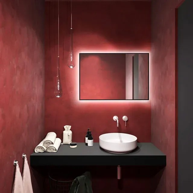 Czarne lustro prostokątne led 60x90 cm M1-N84
