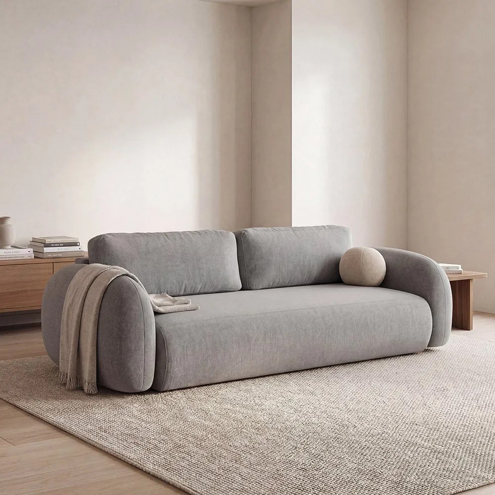 Ciemnoszara aksamitna rozkładana/ze schowkiem sofa 262 cm Tonale – Cosmopolitan Design