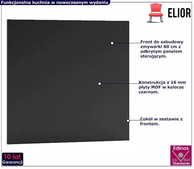 Czarny front zmywarki z panelem odkrytym 60 cm R9-S23