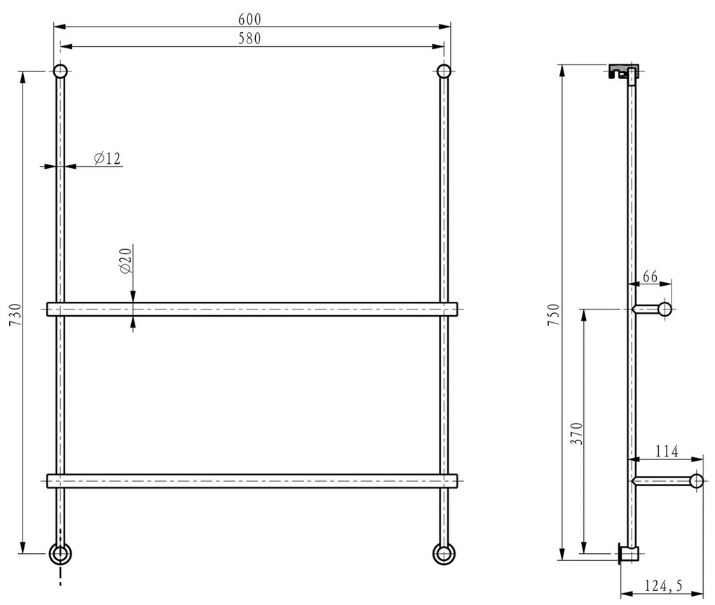 SAPHO 1301-09 wiszący uchwyt na ręczniki do kabiny prysznicowej 60 x 73 x 12,5 cm, srebrny