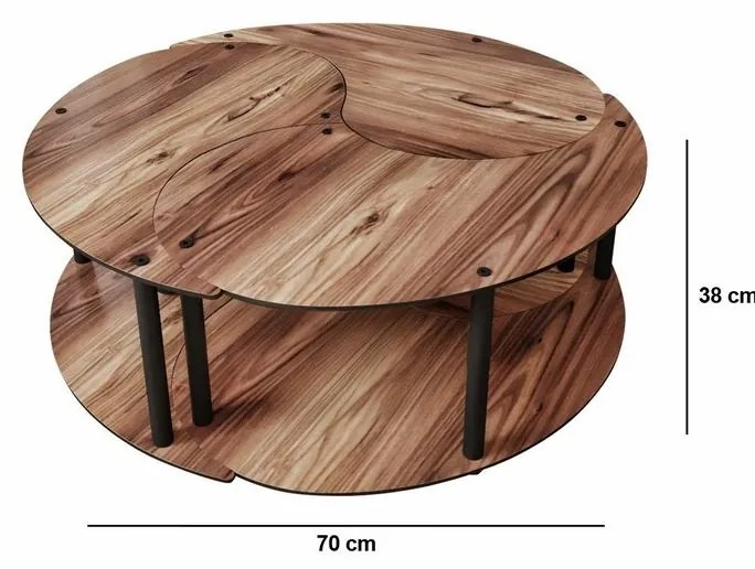 Zestaw stolików konferencyjnych Yin Yang Walnut, 3 szt.