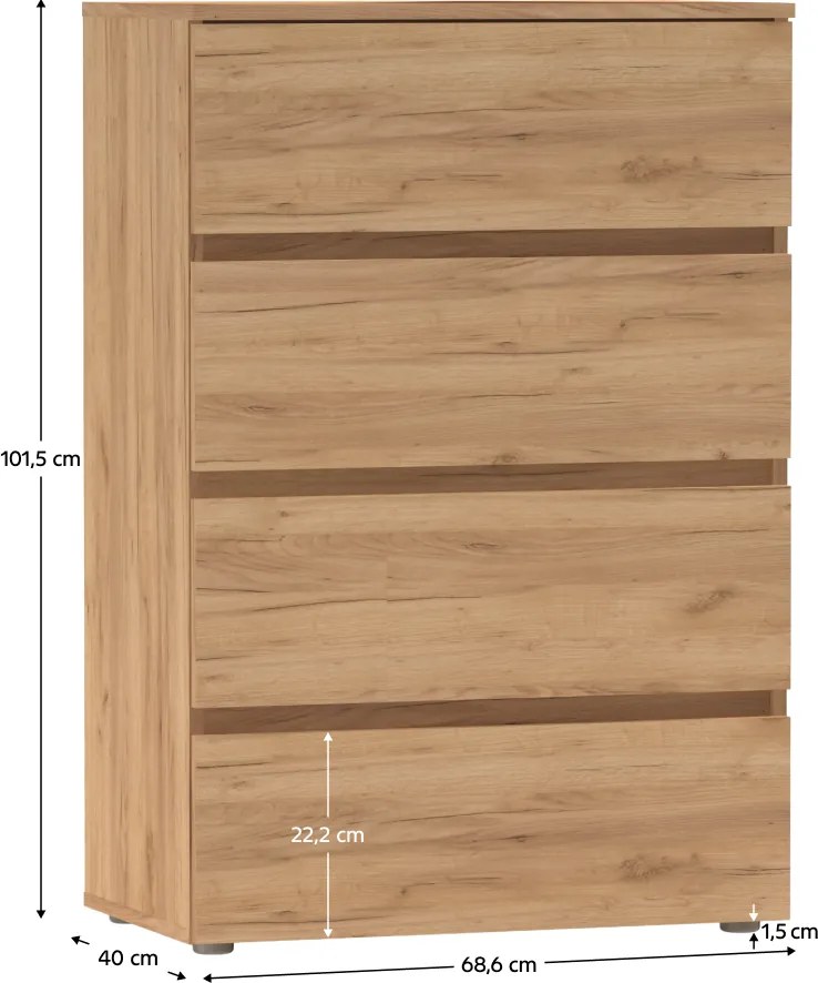 Komoda PARMAD, dąb craft złoty