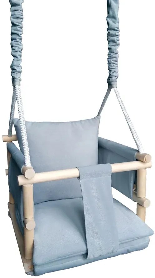 Szara welwetowa huśtawka dziecięca 3w1 L2-D40