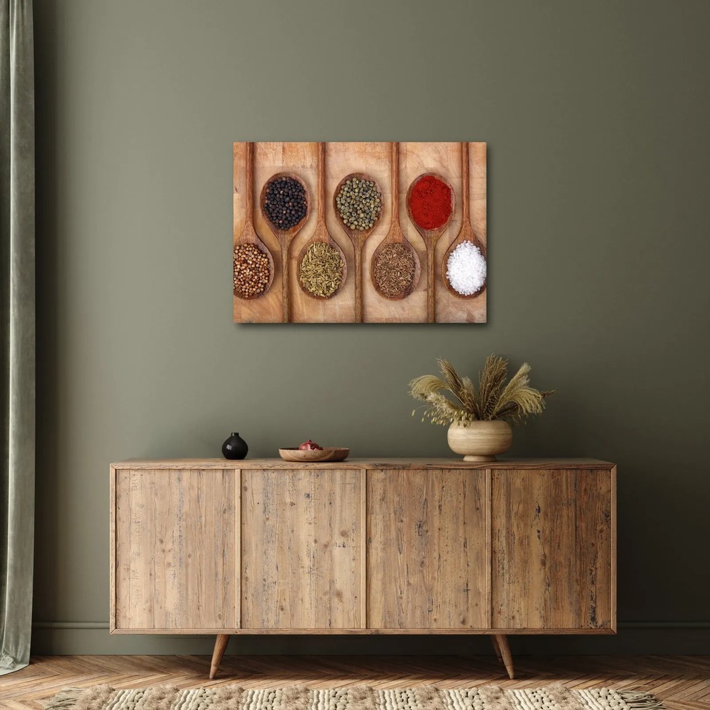 Obraz - Przyprawy na łyżkach (70x50 cm)