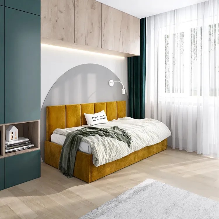 Musztardowy tapczan z pojemnikiem W1-B63