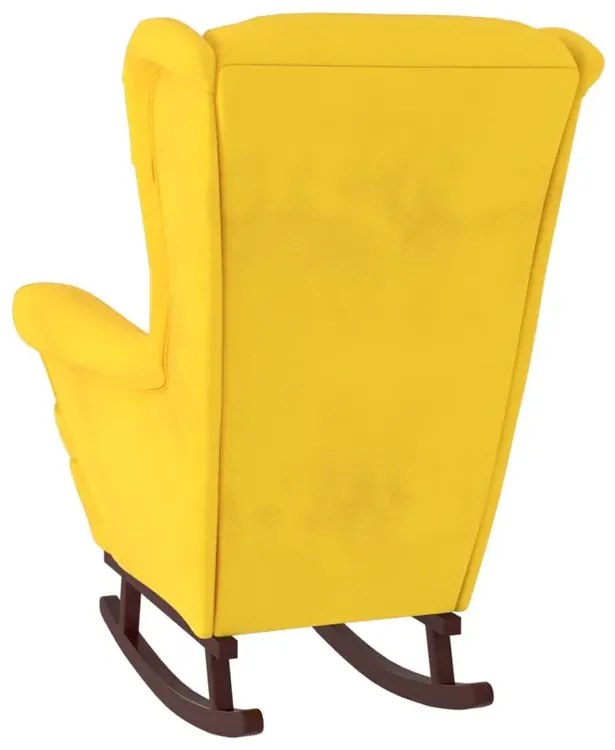 Żółty tapicerowany fotel bujany w stylu uszak S9-P04