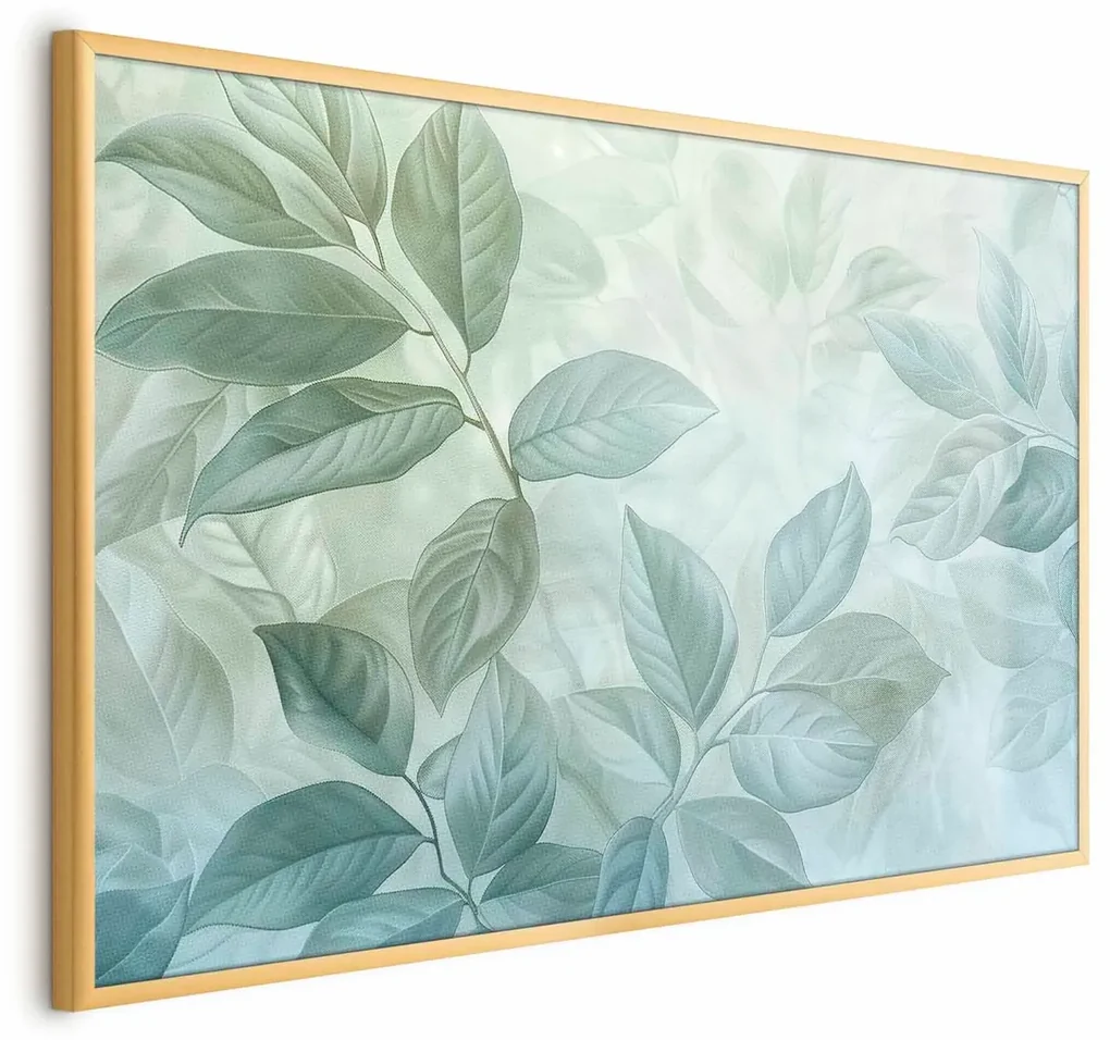 Plakat Miętowe liście 42x29,7 cm z ramą złotą bez marginesu ARTGEIST B