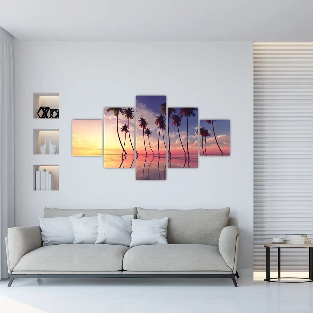 Obraz palm wznoszących się nad powierzchnią (125x70 cm)
