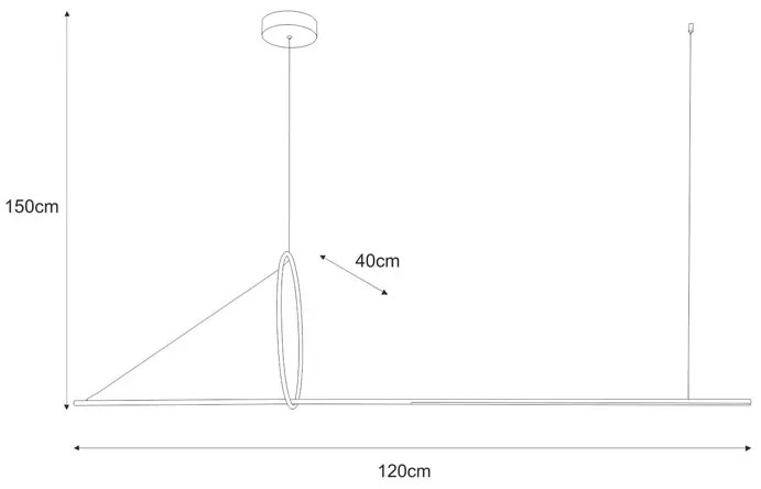 Czarna nowoczesna lampa LED nad stół lub wyspę D3-P20