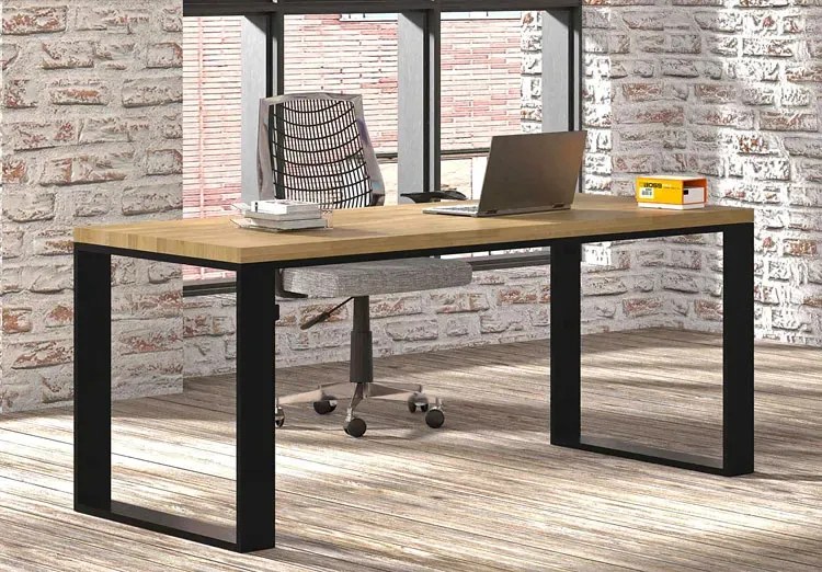 Prostokątny dębowy stół loftowy 160 x 80 - Olvo