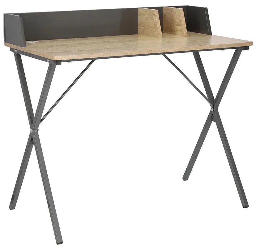 Nowoczesne biurko w stylu loftowym szary + naturalne drewno W5-D35