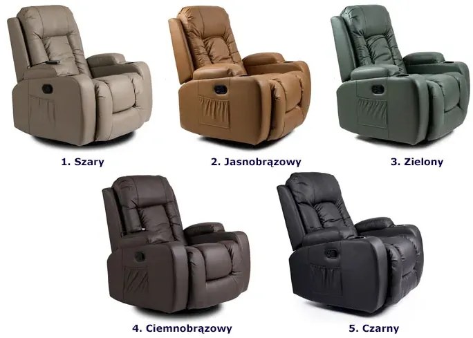 Czarny obrotowy fotel masujący - Bergos 3X