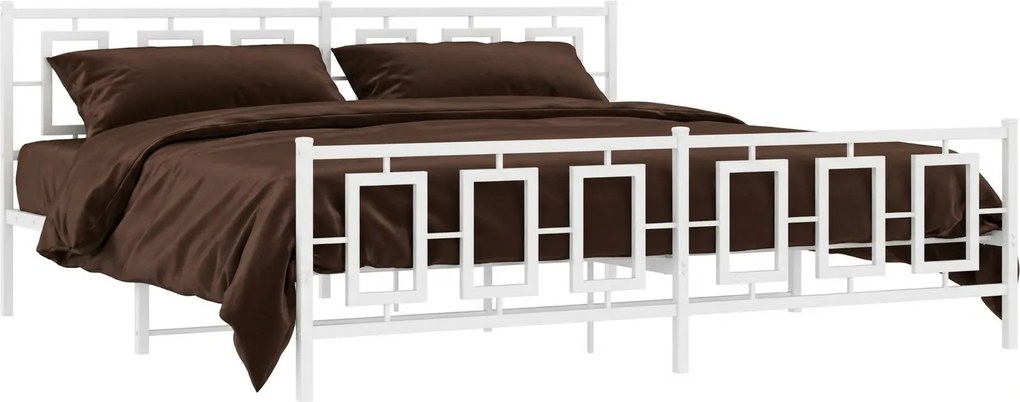 Białe metalowe loftowe łóżko małżeńskie 200x200 cm S0-D01