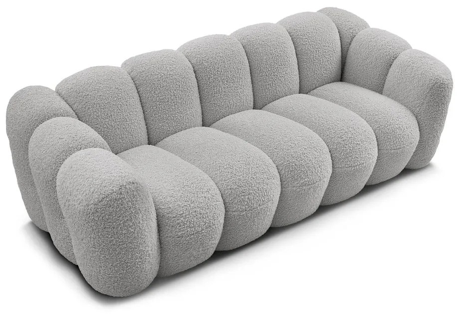 Jasnoszara sofa z materiału bouclé 232 cm Hippolyte – Bobochic Paris