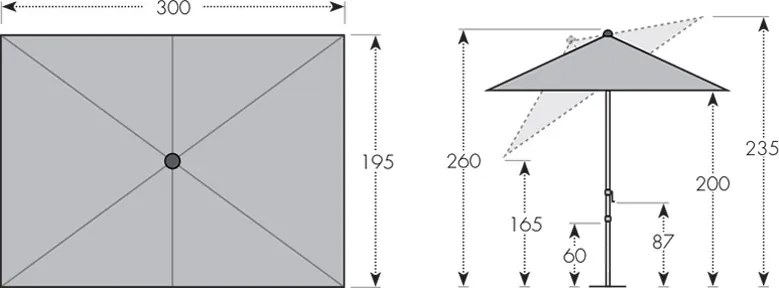 Doppler EXPERT parasol ogrodowy 300 x 200 cm szary