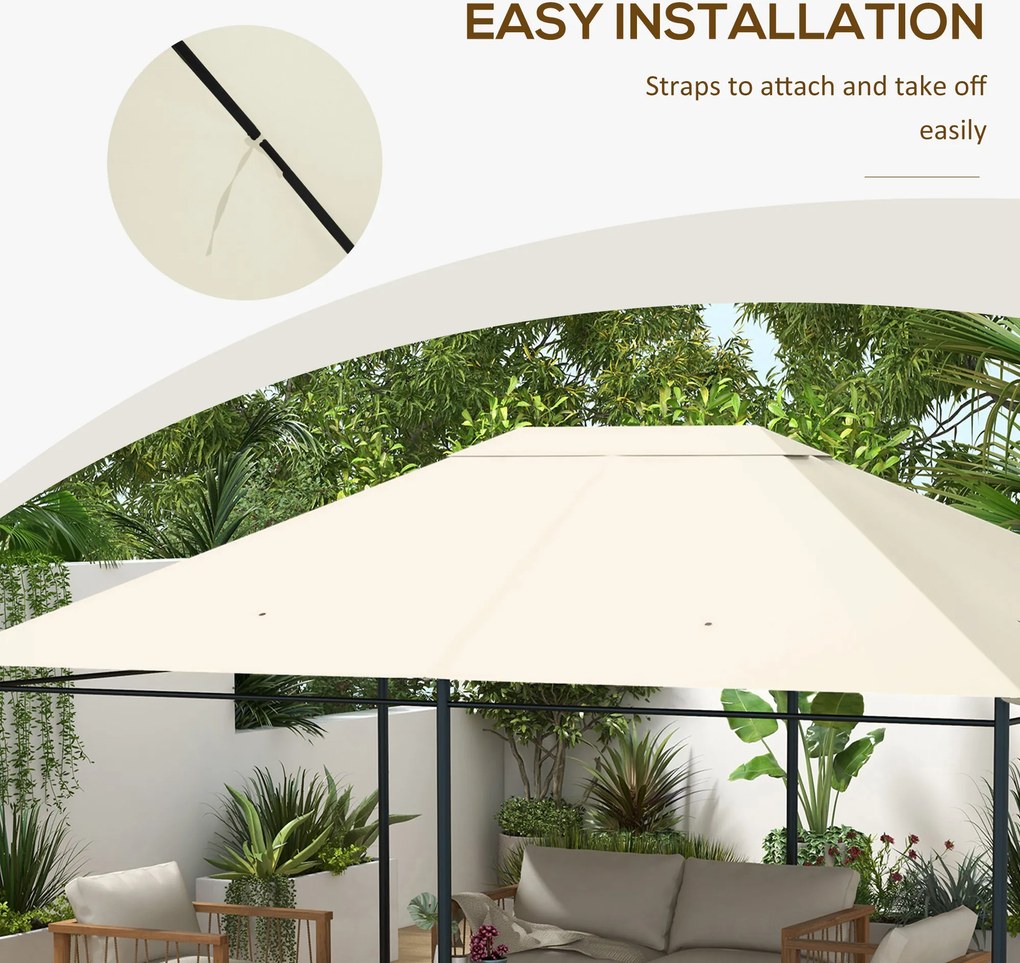 Outsunny Zastępczy Dach do Pawilonu 3 97x2 97m Ochrona UV Wodoodporność Kremowy Pokrowiec | Aosom PL