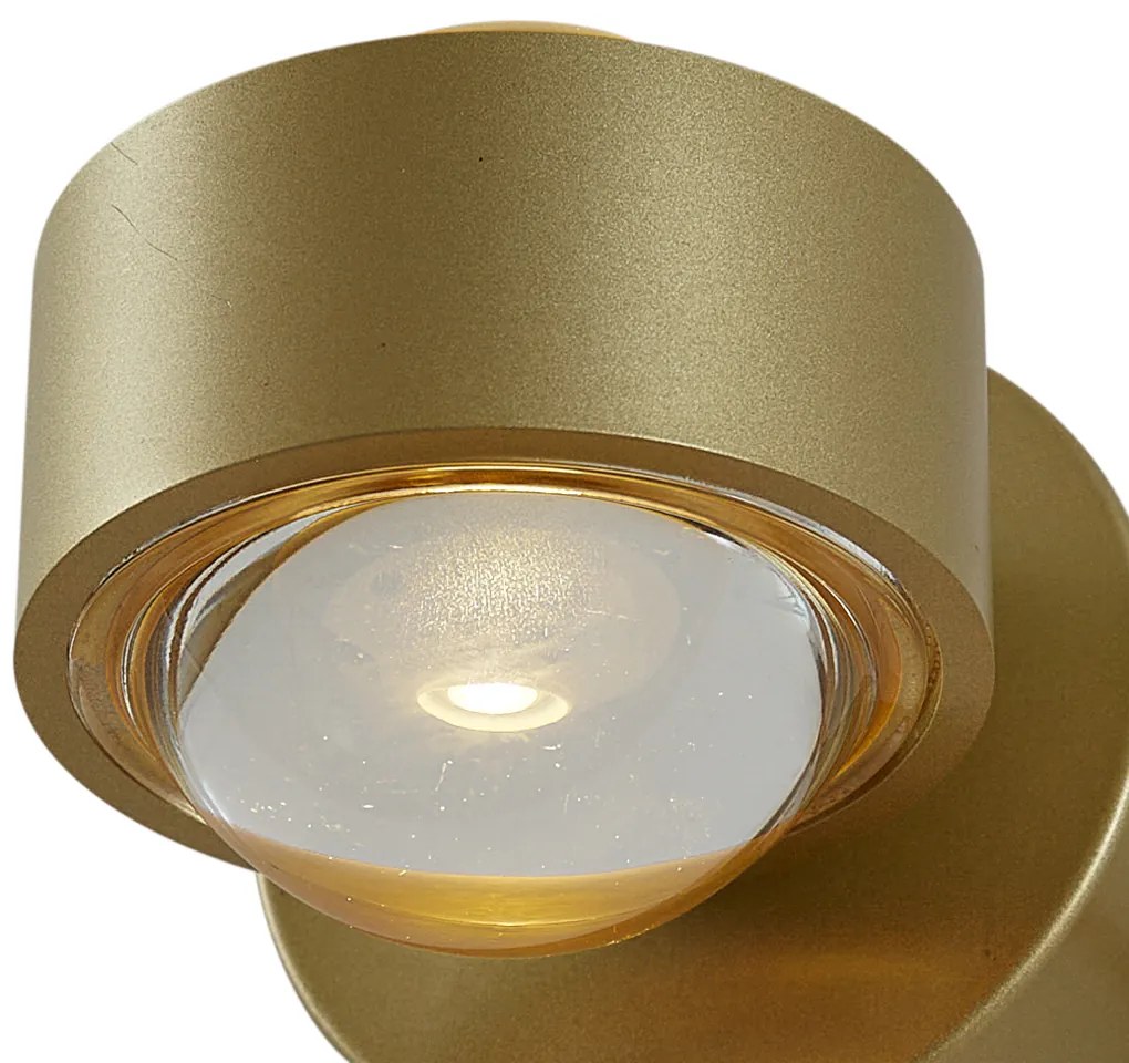 Designerski Kinkiet / Lampa scienna mosiężny z LED IP44 - LensDesignerski Oswietlenie wewnetrzne