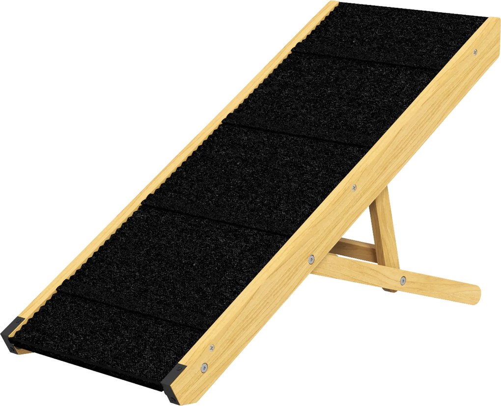 PawHut Rampa dla Zwierząt, Regulowana, 4-stopniowa, Antypoślizgowa, Składana, Drewno Sosnowe, dla Psów do 15 kg