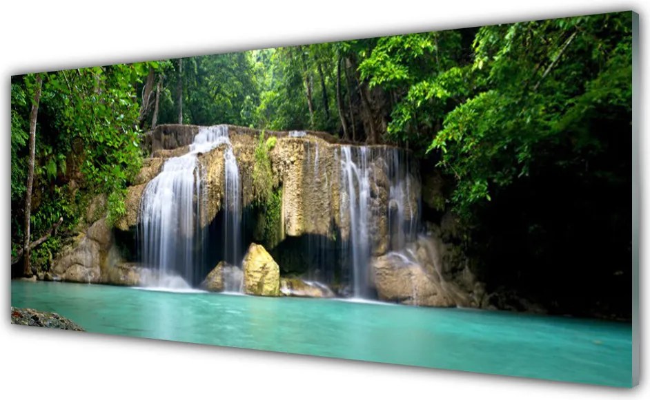 Szkło do Kuchni na Ścianę Wodospad W Cieniu Drzew