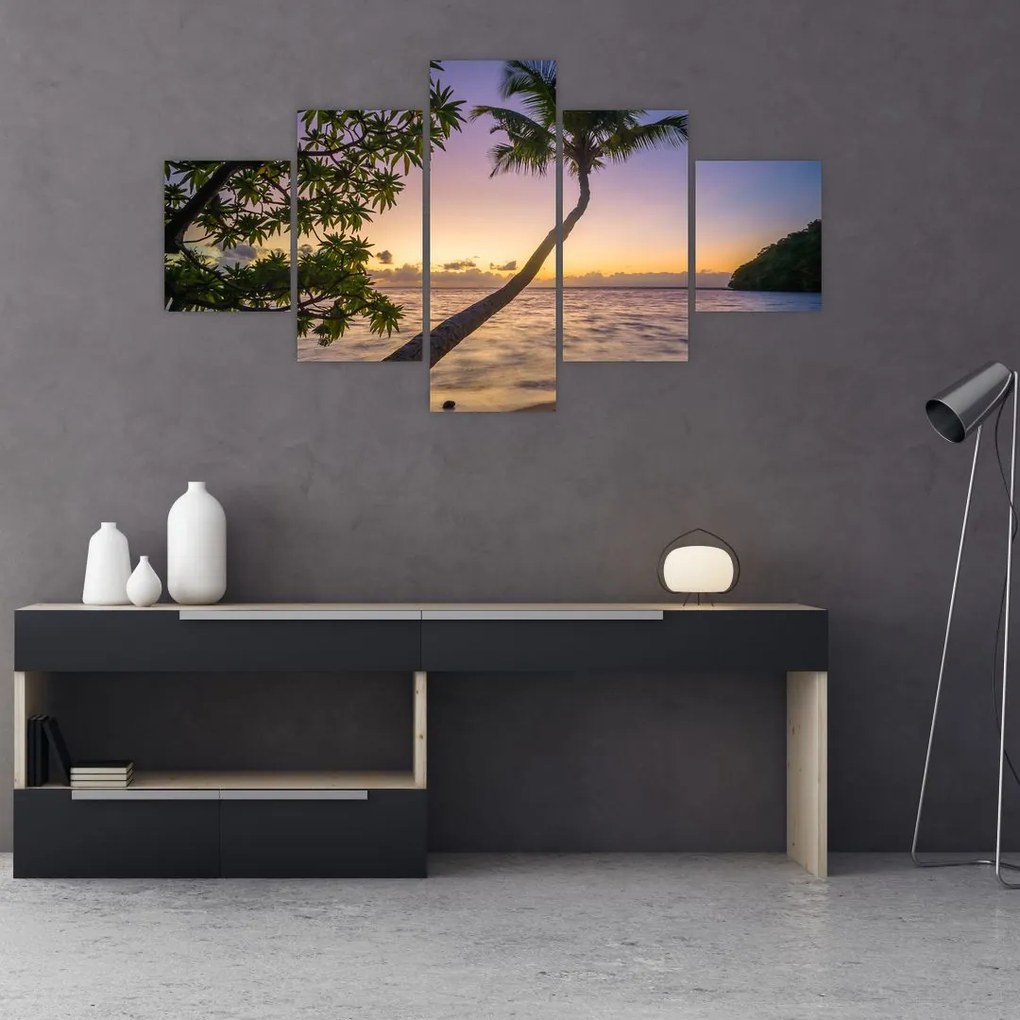 Obraz palmy na plaży (125x70 cm)