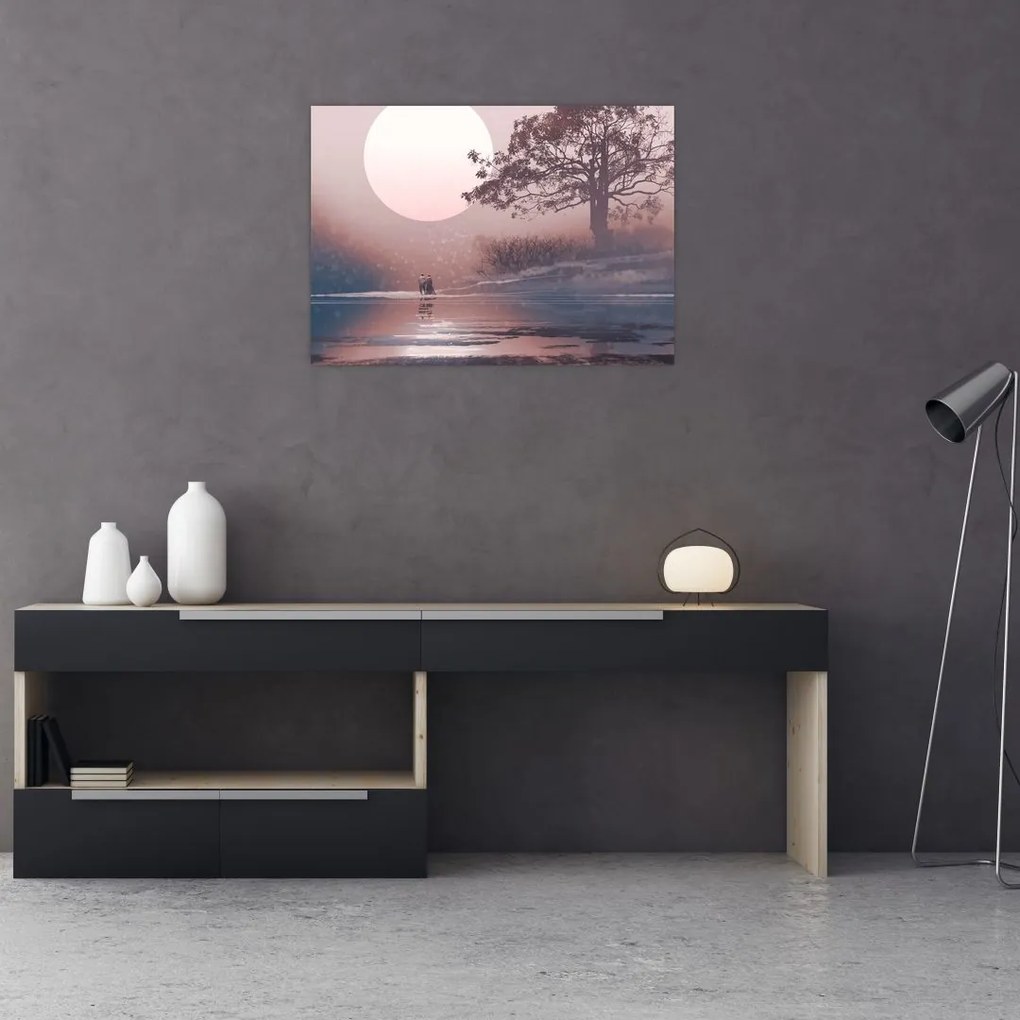 Obraz na szkle - Zakochana para (70x50 cm)