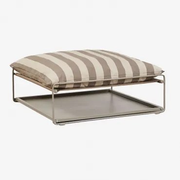 Pufa Ogrodowa Z Funkcją Stołu Pomocniczego Amaro Kremowa Tapioca - Mokka Brąz - Sklum