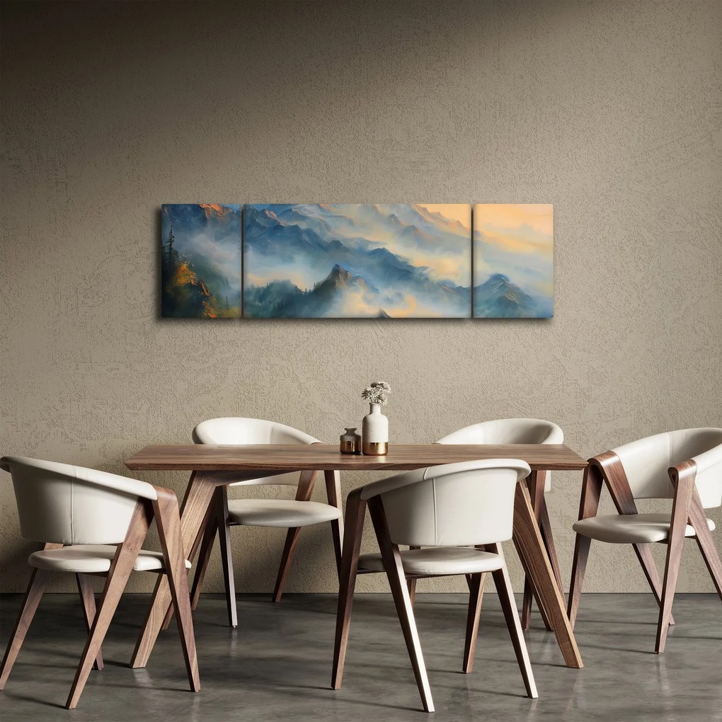 Obraz - Malowany górski krajobraz (170x50 cm)