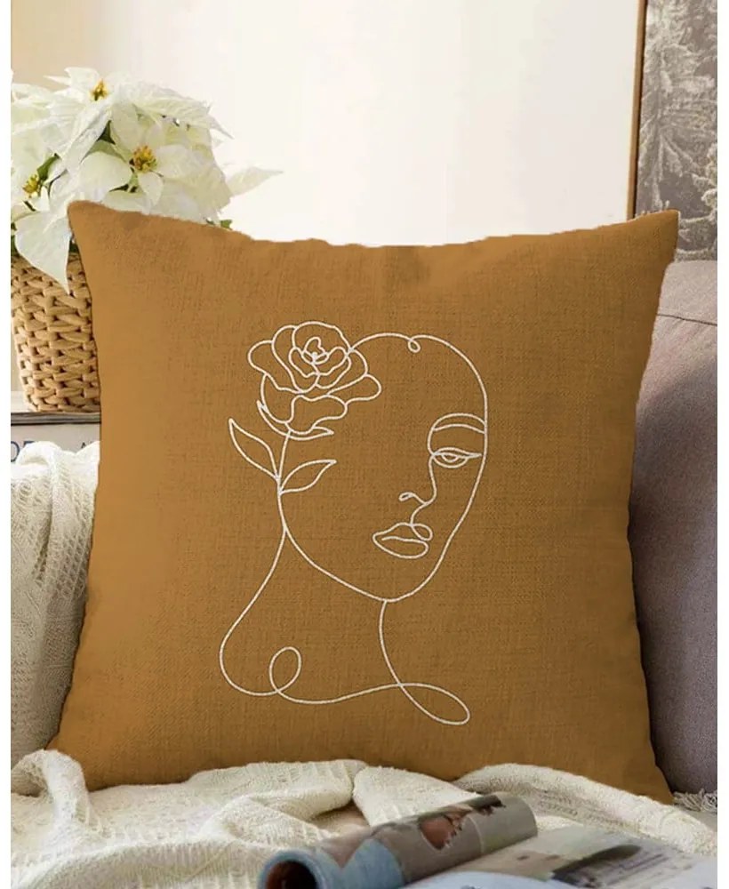 Brązowo-brązowa poszewka na poduszkę z domieszką bawełny Minimalist Cushion Covers Chenille, 55x55 cm