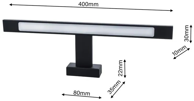 Czarny kinkiet łazienkowy LED 7W 40x12x7 cm N015 S5-H37