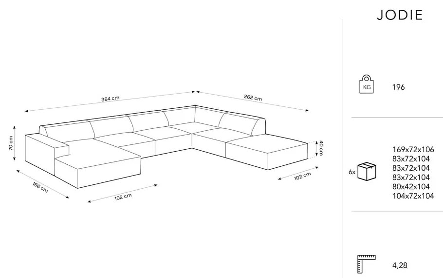 Beżowy narożnik (prawostronny) z materiału bouclé Jodie – Micadoni Home