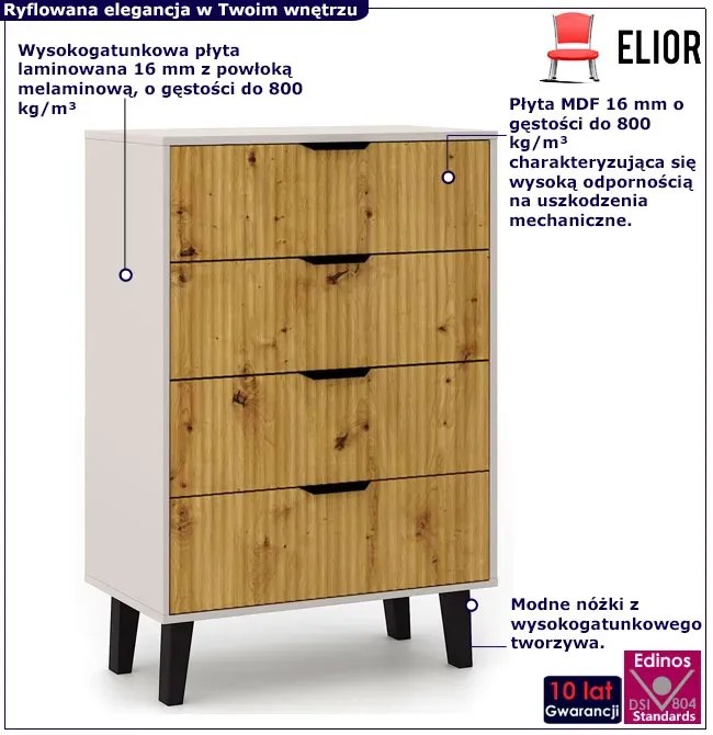 Komoda na nóżkach z 4 szufladami kaszmir + dąb artisan S9-Z31