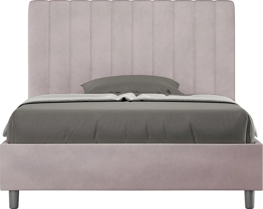 Łóżko wyposażone w stelaż z listwami z pojemnikiem tapicerowane 120x190 microfibra kolor lawendy Agueda