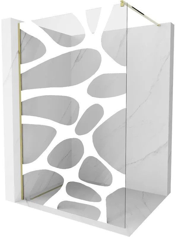 Mexen Kioto ścianka prysznicowa Walk-in 140 x 200 cm, biały wzór 8 mm, złota - 800-140-101-50-97