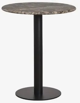 Okrągły Barowy Stół Z Naturalnego Kamienia Xiren Ø70 Cm & Brązowy Marmur Emperador - Czarny - Sklum