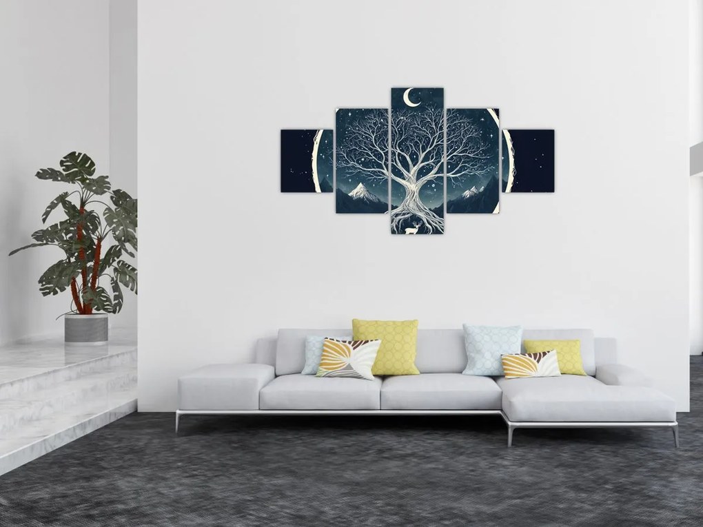 Obraz – Magiczne drzewo z jeleniem II. (125x70 cm)