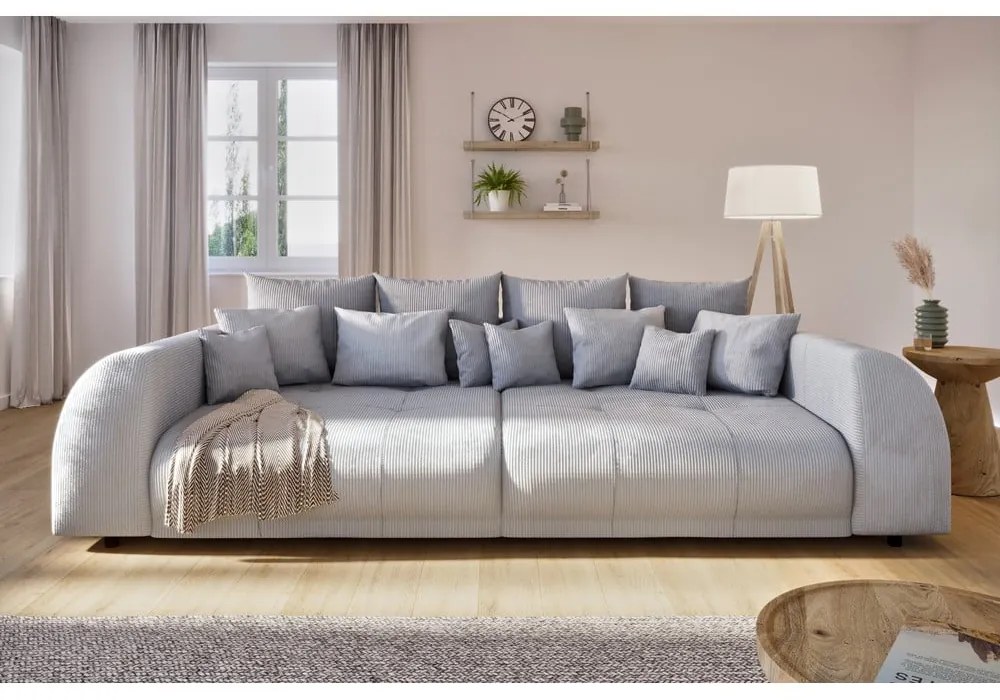 Ciemnoszara sztruksowa sofa 310 cm Vanessa – Ropez