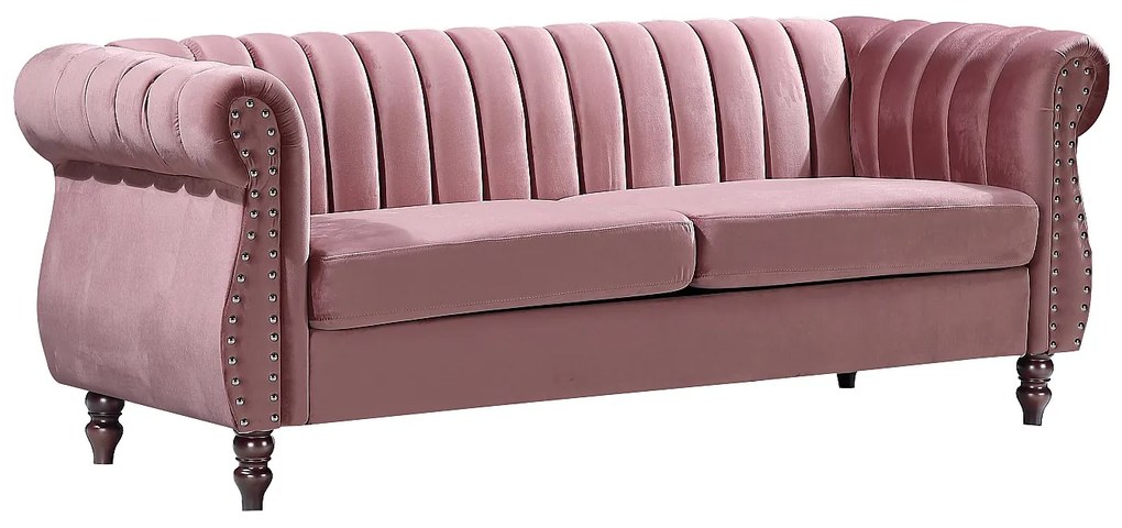 Kanapa 3-osobowa welurowa postarzały różówy TRUMBO