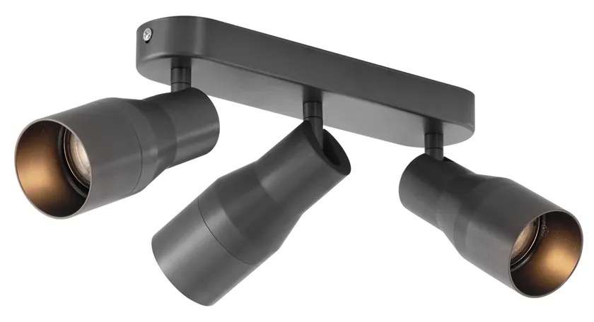 Okrągły reflektor sufitowy, kolor ciemnoszary, oprawa GU10, 50 mm, 3-punktowy - Stanley