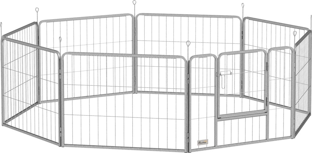 Gehege dla zwierząt domowych PawHut, ogrodzenie dla psów, plac zabaw dla zwierząt, elastycznie dopasowalne, stal nierdzewna