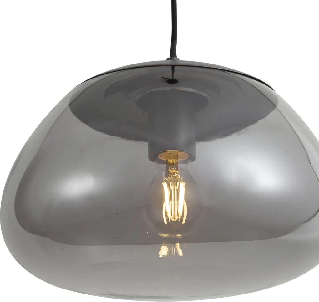 Lampa wisząca retro grafitowa z przydymionym szkłem - Giselle