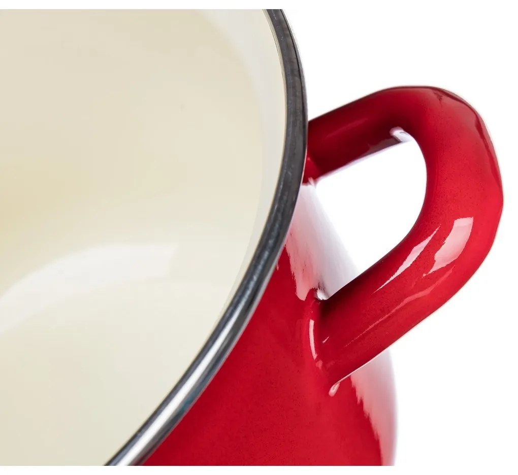 Banquet Garnek emaliowany z pokrywką Milton czerwony 16 cm, 2 l, 16 cm
