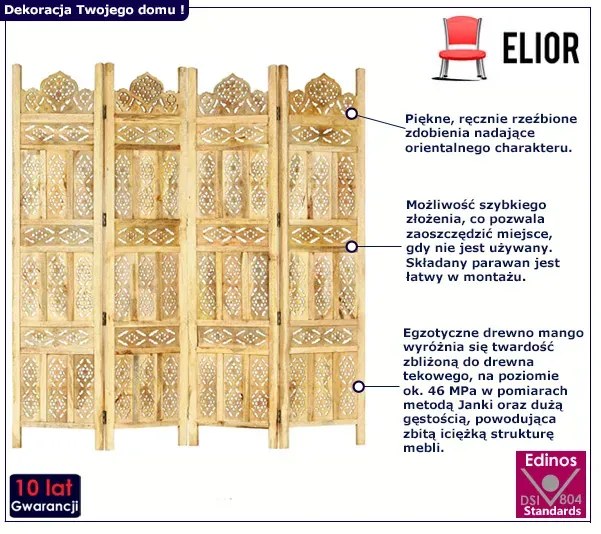 Rozkładany parawan ręcznie rzeźbiony S2-K72