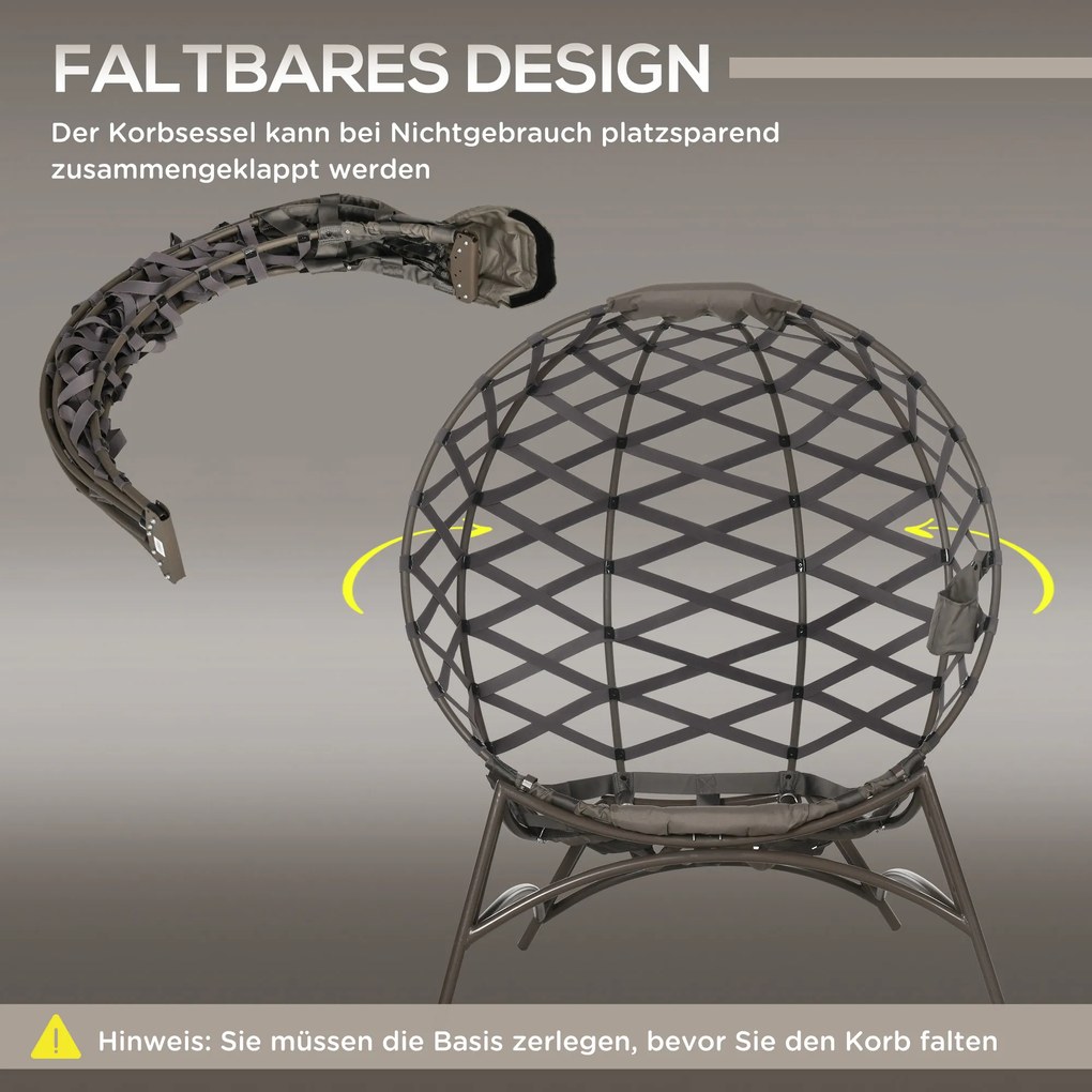 Outsunny Zestaw 2 Krzeseł Ogrodowych Składany Koszyk na Siedzisko 2-w-1 Puf Design | Aosom PL